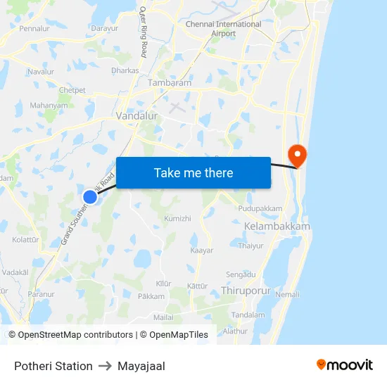 Potheri Station to Mayajaal map