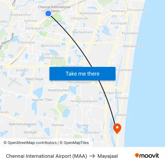 Chennai International Airport (MAA) to Mayajaal map