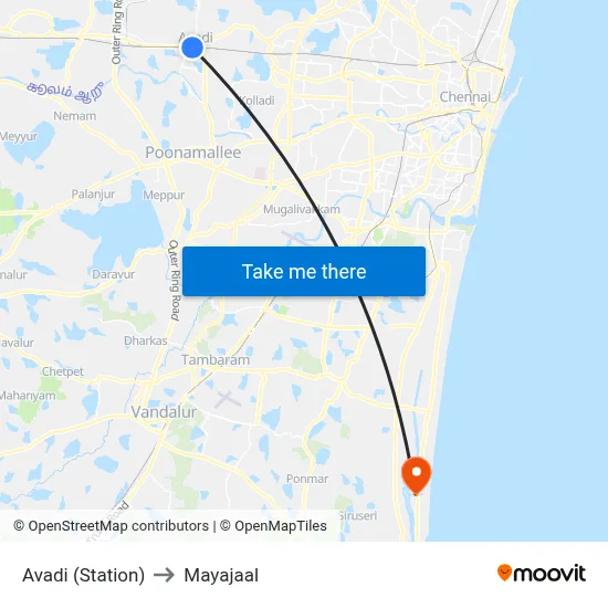 Avadi (Station) to Mayajaal map