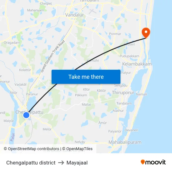 Chengalpattu district to Mayajaal map