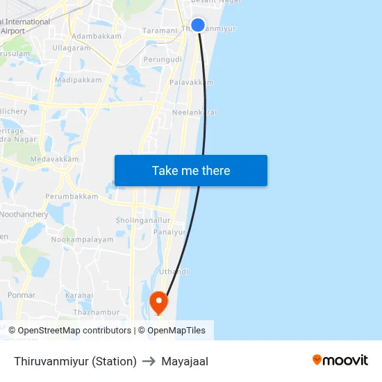 Thiruvanmiyur (Station) to मयाजाल map
