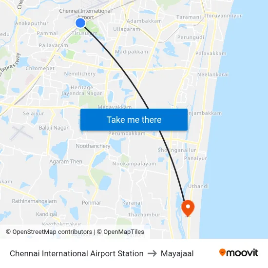 Chennai International Airport Station to Mayajaal map