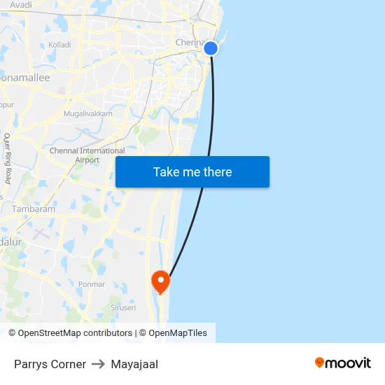 Parrys Corner to Mayajaal map