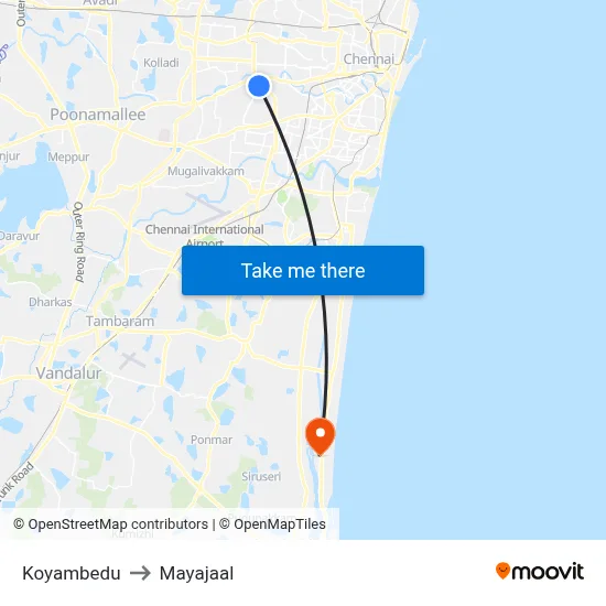 Koyambedu to Mayajaal map