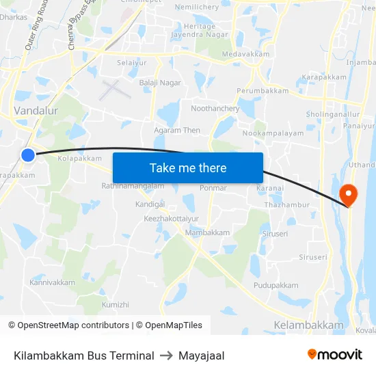 किलांबक्कम बस टर्मिनल to मयाजाल map