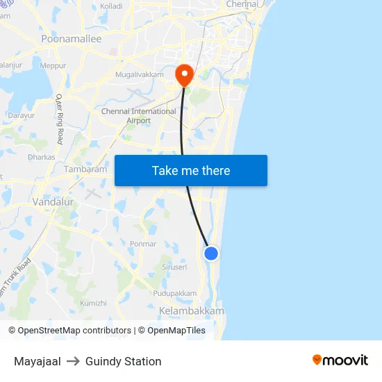 Mayajaal to Guindy Station map