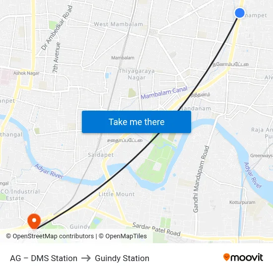 AG – DMS Station to Guindy Station map