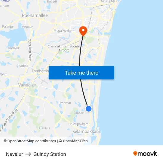 Navalur to Guindy Station map