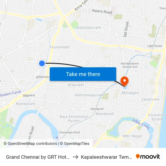 Grand Chennai by GRT Hotels to Kapaleeshwarar Temple map
