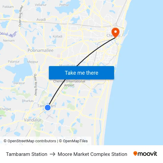 Tambaram Station to Moore Market Complex Station map