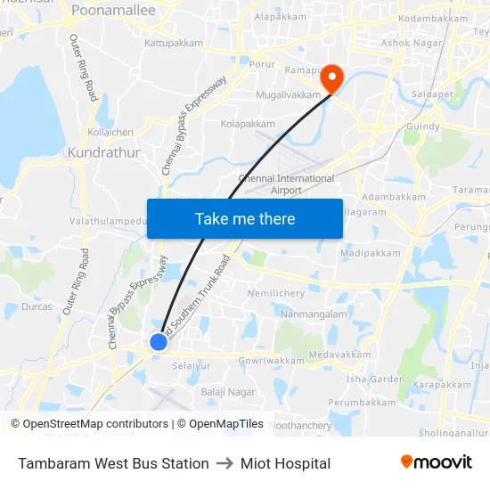 Tambaram West Bus Station to Miot Hospital map