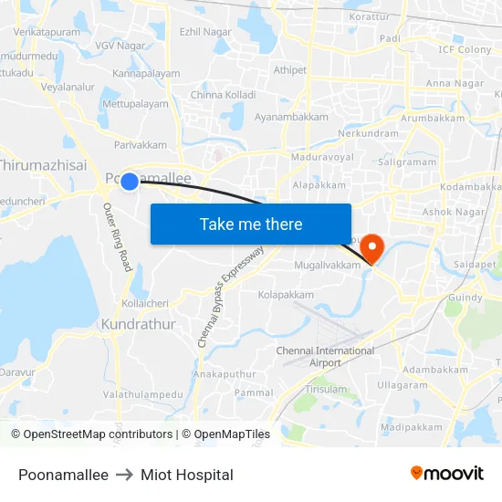 Poonamallee to Miot Hospital map