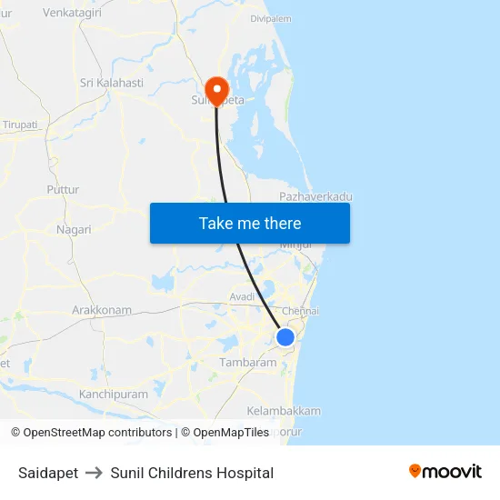 Saidapet to Sunil Childrens Hospital map