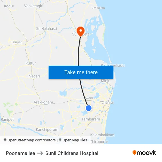 Poonamallee to Sunil Childrens Hospital map
