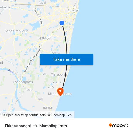 Ekkatuthangal to Mamallapuram map