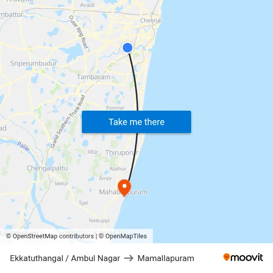 Ekkatuthangal / Ambul Nagar to Mamallapuram map