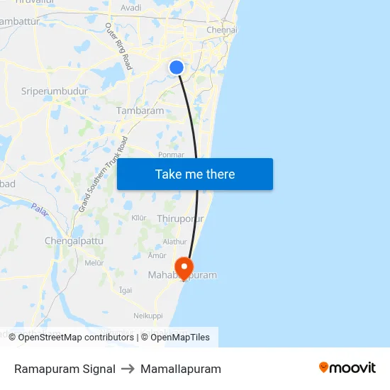 Ramapuram Signal to Mamallapuram map