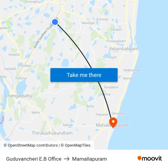 Guduvancheri E.B Office to Mamallapuram map