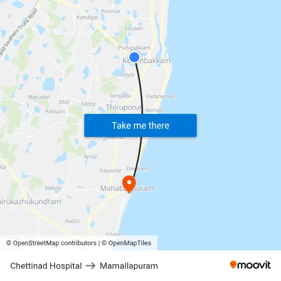 Chettinad Hospital to Mamallapuram map
