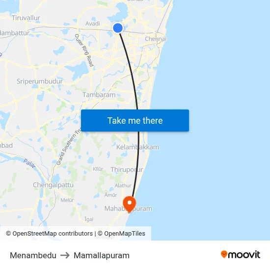Menambedu to Mamallapuram map