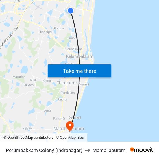 Perumbakkam Colony (Indranagar) to Mamallapuram map