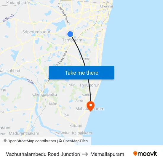Vazhuthalambedu Road Junction to Mamallapuram map