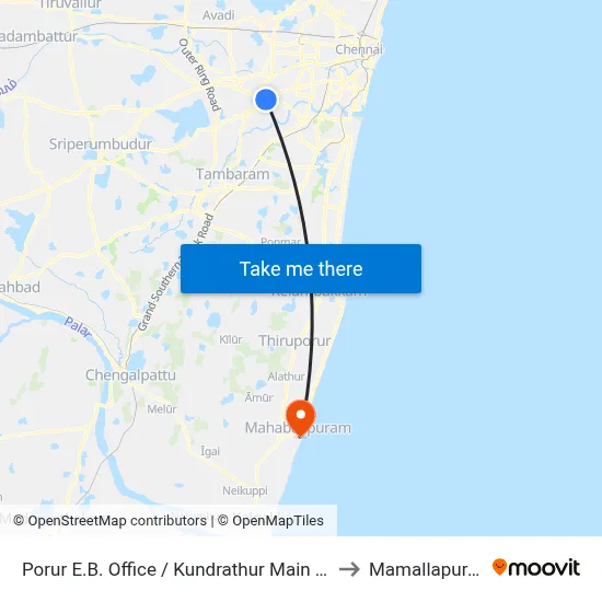 Porur E.B. Office / Kundrathur Main Road to Mamallapuram map