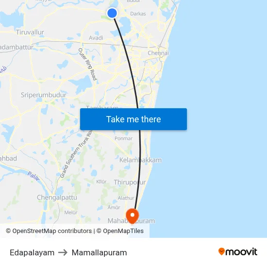Edapalayam to Mamallapuram map