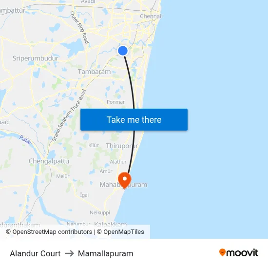 Alandur Court to Mamallapuram map