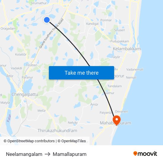 Neelamangalam to Mamallapuram map