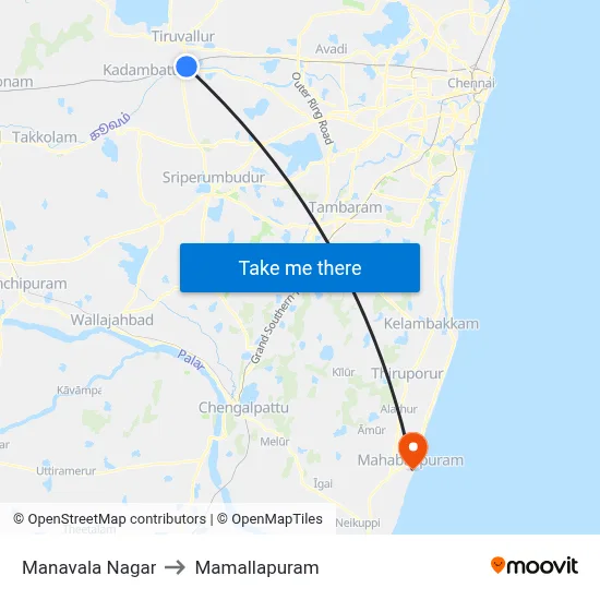 Manavala Nagar to Mamallapuram map