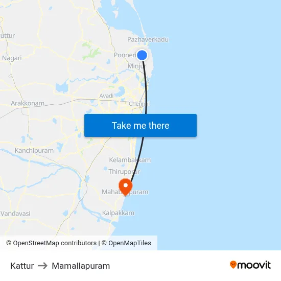 Kattur to Mamallapuram map