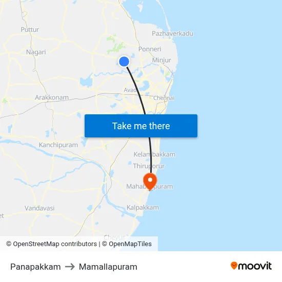 Panapakkam to Mamallapuram map