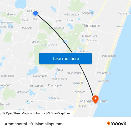 Ammapettai to Mamallapuram map