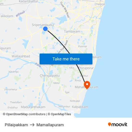 Pillaipakkam to Mamallapuram map