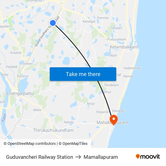 Guduvancheri Railway Station to Mamallapuram map