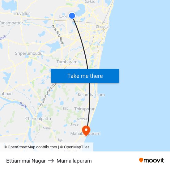 Ettiammai Nagar to Mamallapuram map