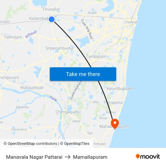Manavala Nagar Pattarai to Mamallapuram map