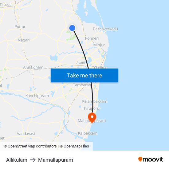 Allikulam to Mamallapuram map