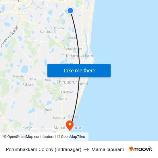 Perumbakkam Colony (Indranagar) to Mamallapuram map