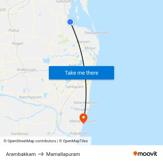 Arambakkam to Mamallapuram map