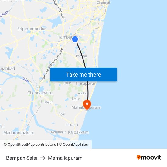 Bampan Salai to Mamallapuram map