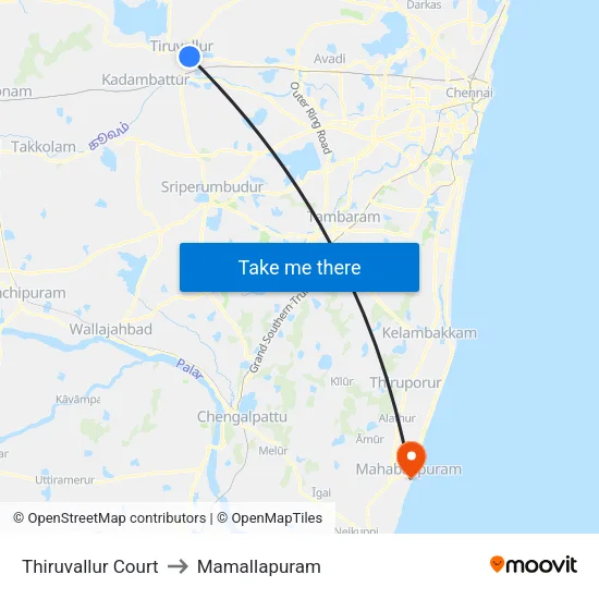 Thiruvallur Court to Mamallapuram map