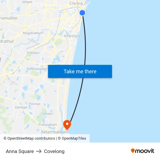 Anna Square to Covelong map