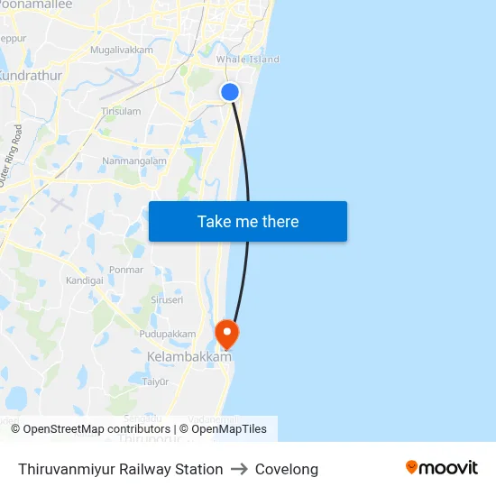 Thiruvanmiyur Railway Station to Covelong map