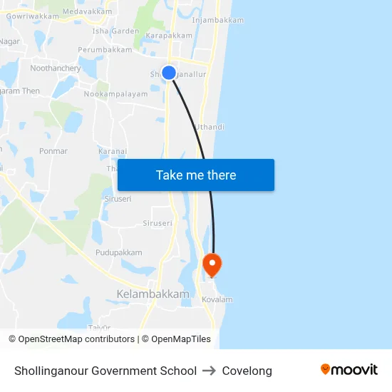 Shollinganour Government School to Covelong map