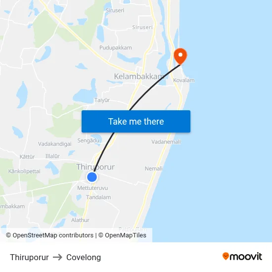 Thiruporur to Covelong map