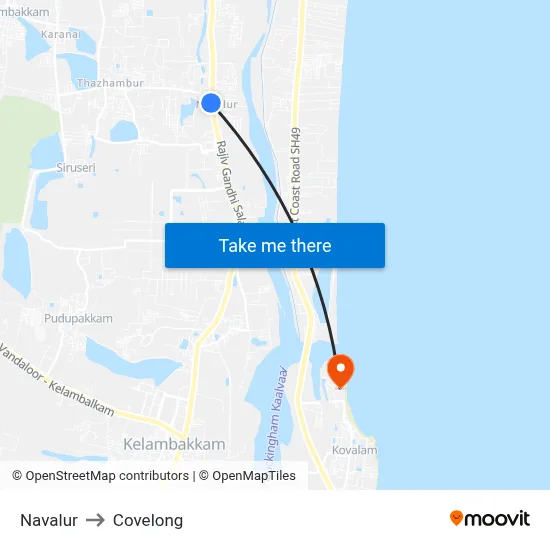 Navalur to Covelong map