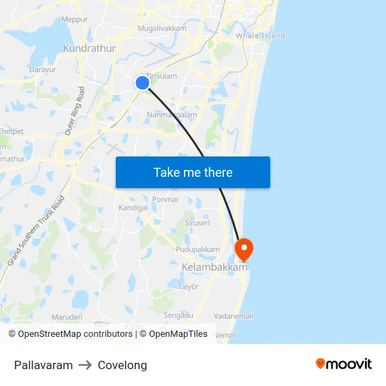 Pallavaram to Covelong map