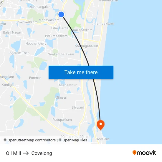 Oil Mill to Covelong map
